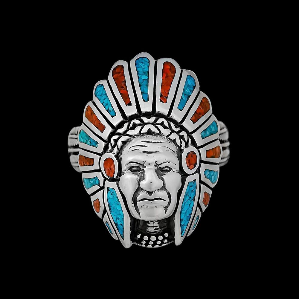 Indian Chief Ring, Native American Jewelry, Navajo Chief Ring, Headdress...